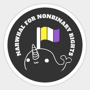 Narwhal For Nonbinary Rights Sticker